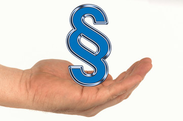 Offene Hand mit Paragraphenzeichen Handzeichen