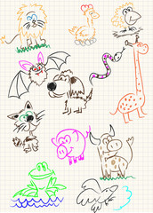 Vector elements of design stylised under children's drawing a pe