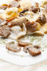 Tortellini with mushroom cream sauce