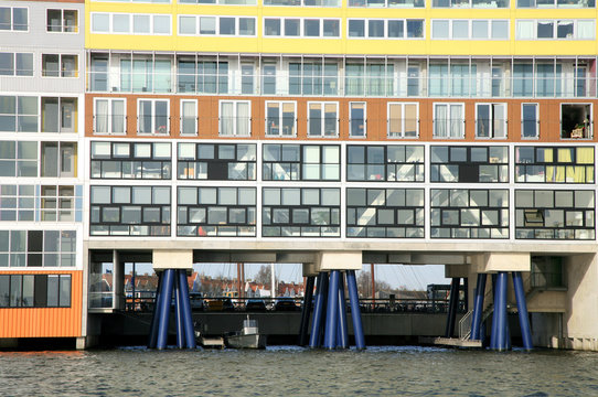 Building on water in Amsterdam.