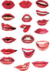 Naklejka premium set of eighteen lips
