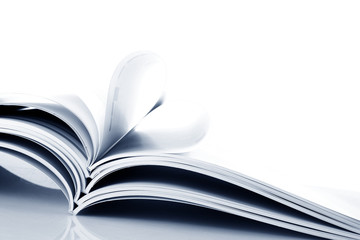 stack of magazines on the white background