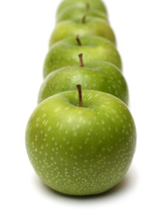 green apples in row
