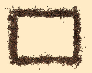 coffee beans frame on cream background
