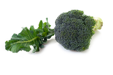 broccoli floret with leaf