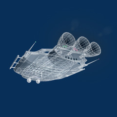 Raumschiff als Drahtgitter Zeichnung