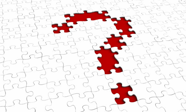 Question mark puzzle with red background
