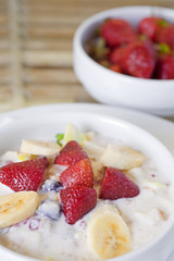 Fresh fruit salad with strawberry and banana