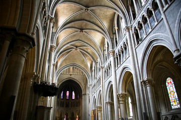 Fototapeta premium Cathedral Notre-Dame interior, Lausanne, Switzerland