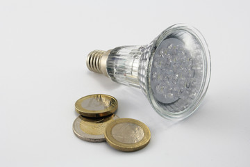 led sparlampe mit m&uuml;nzen