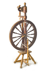 Old antique vintage wooden a distaff with clipping path.