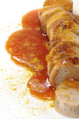Currywurst geschnitten