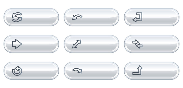 Arrows web icons set 1, white  buttons with copyspace