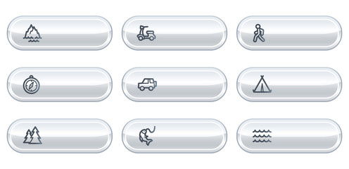 Obraz premium Travel web icons set 3, white buttons with copyspace