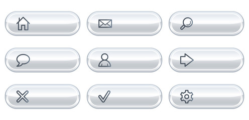 Basic web icons, white  buttons with copyspace