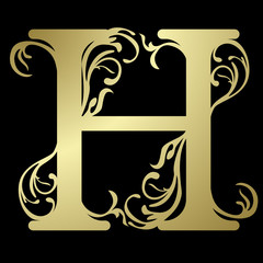 Alphabetic letter h, in gold © DotCandy