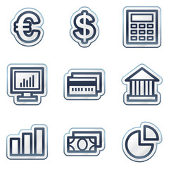 Finance web icons set 1, deep blue contour sticker series