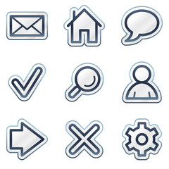 Basic web icons, deep blue contour sticker series