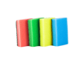 sponges for washing dishes on white