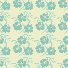 hibiscus seamless pattern vector