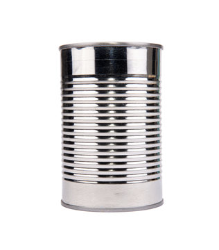 Closeup of a can isolated against white background