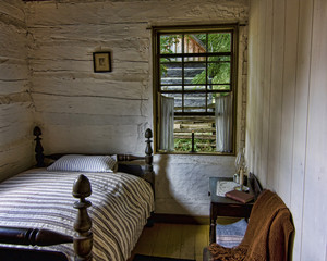 log cabin bedroom