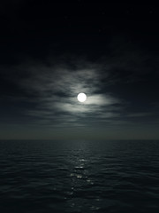 Naklejka na ściany i meble Ocean i Księżyc