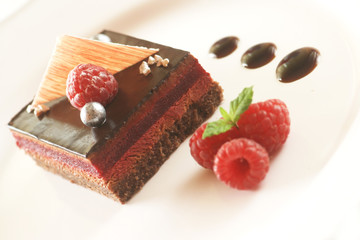 Chocolate Pastry with Raspberries
