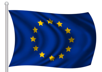 Europäische Flagge an Mast