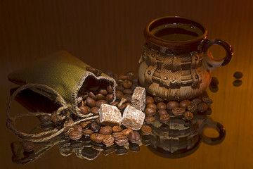Retro a still-life with coffee and brown sugar