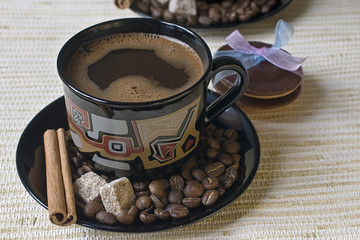 Coffee with cookies and brown sugar