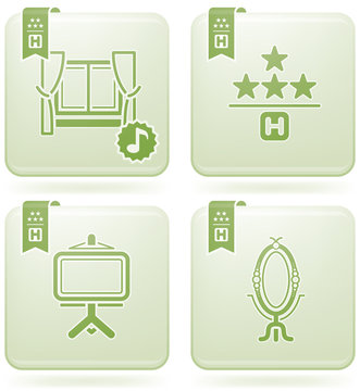 Olivine 2D Squared Icons Set: Hotel