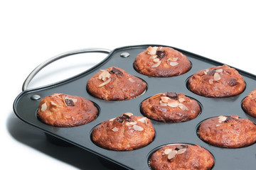 Muffin tin with fresh muffins