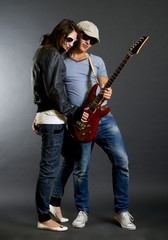 Naklejka premium playing guitar together