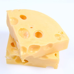 Cheese on white background
