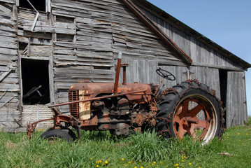 abandoned rusty tractor