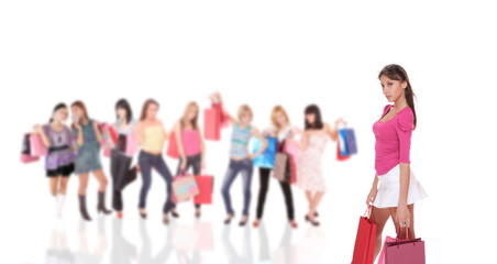happy woman with shopping bags