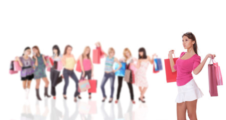 Obraz premium happy woman with shopping bags