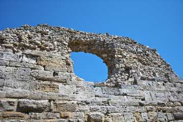 Ruins of ancient fortress wall