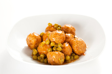 meatballs with green peas