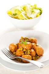 meatballs with green peas