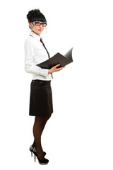 isolated businesswoman with folder