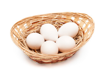 hen's eggs in a basket