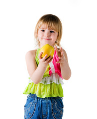 Little girl with apple