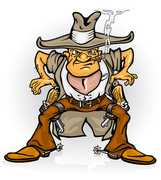 western cowboy bandit with gun
