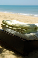 Towels on a beach chair