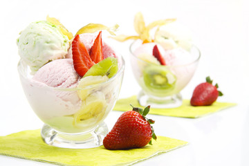 Ice cream with fruits