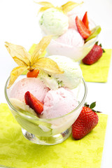 Ice cream with fruits