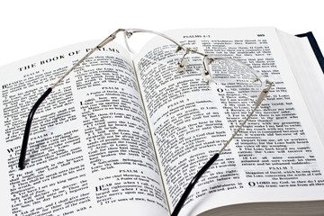 Glasses over open bible