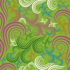 Seamless abstract colorful floral twirl pattern
